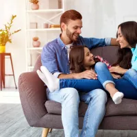 family on couch