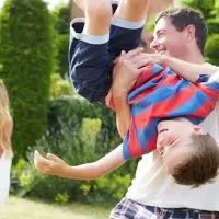 family playing outside