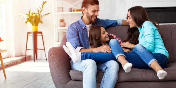 family on couch
