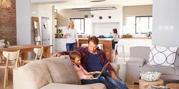 family in living room